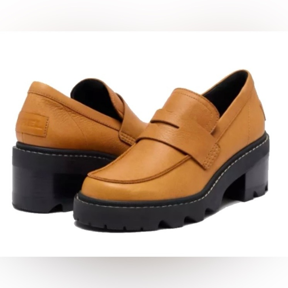 Sorel Chunky Lug-Sole Penny Loafers in Tan